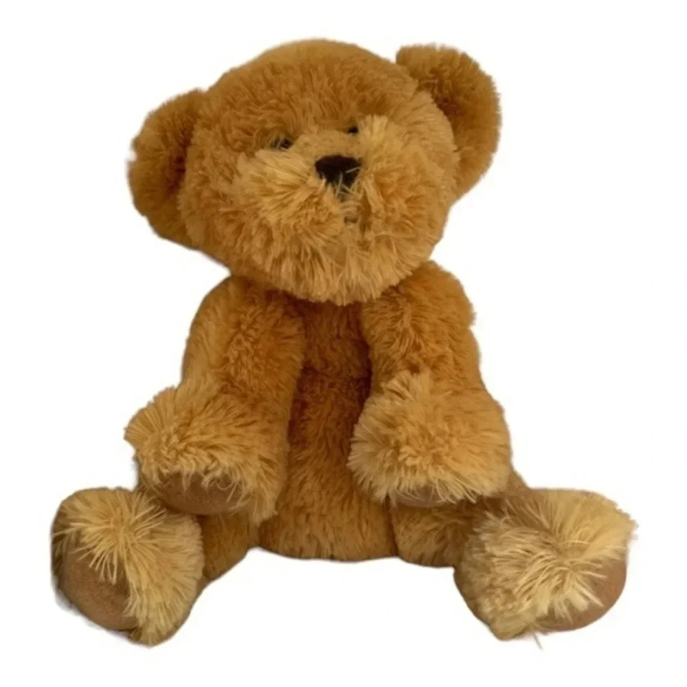 RUSS Bear GILES Plush Stuffed‎ Animal Lying Down TEDDY Golden Brown​​​